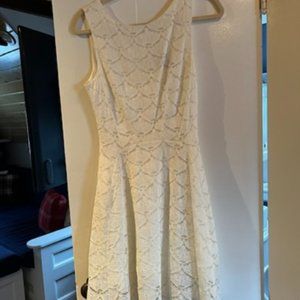 Aqua Womens White Lace Floral Print Special Occasion Cocktail Dress M